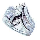   Baguette Round Diamond 14k White Gold Interlocking Bridal Set Ring