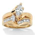   Beach Jewelry Gold Plated Cubic Zirconia Wedding Ring Set   Size 10