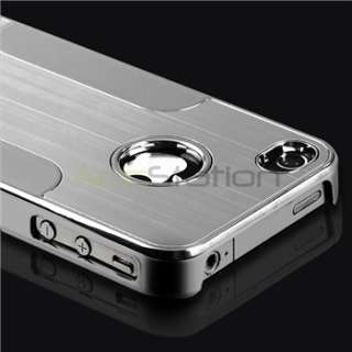 Aluminum Chrome Silver Hard Back Case Skin Cover for iPhone 4 4G 4S S 