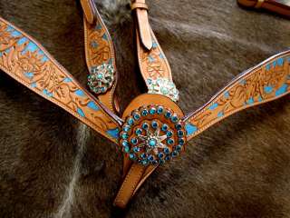 HORSE BRIDLE BREAST COLLAR WESTERN LEATHER HEADSTALL BLING RODEO TACK 