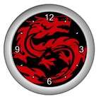 Carsons Collectibles Silver Wall Clock of Tribal Red Dragon (Tattoo 