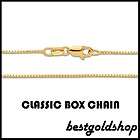   YELLOW GOLD Classic Square Box Chain Necklace with Lobster Claw Clasp