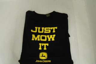Youth black John Deere Just Mow It T shirt.  