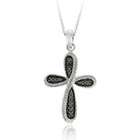  Sterling Silver Black Diamond Accent Cross Necklace