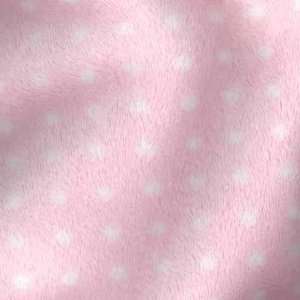  58 Wide Minky Micro Plush Polka Dots Pink/White Fabric 