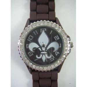  Ladies Dress Watch with Brown Silicone Band and Fleur de 