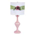   in Pink with White Drum Shade and Green Sash with Bright Pink Rose