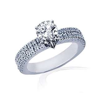  1 Ct Pear Shaped Diamond Engagement Ring Pave SI2 F EGL 