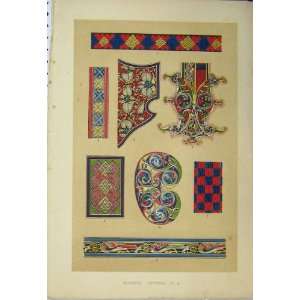   C1882 Seventh Century Colour Print Calligraphy Design