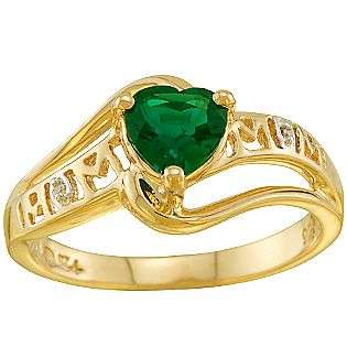   Sterling Silver Created Emerald Mom Ring  Jewelry Gemstones Rings