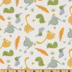  44 Wide Oh Boy Dinos Allover White Fabric By The Yard 