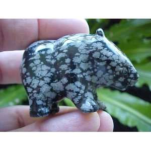   A3814 Gemqz Snowflake Obsidian Carved Bear Cute  