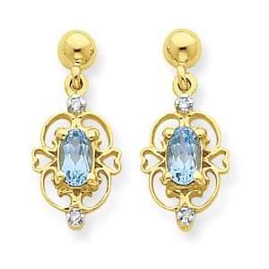  14k & Rhodium Marquise SW BT & Diamond Dangle Post Earrings Diamond 