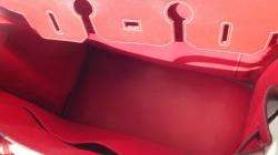 Authentic Hermes Birkin 35 cm Rouge Vif Box Calf Palladium Hardware 