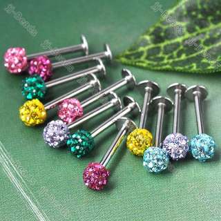   Czech Crystal Lip Ring Labret Stainless Steel Body Piercing  
