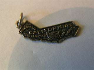 Vintage Sterling Silver California Map Charm #1 OX  