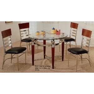   Maple Chrome Metal Round Dining Table Chairs Set: Furniture & Decor