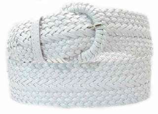 Wide White Braided Belt for Women Leather 3 Cinch  