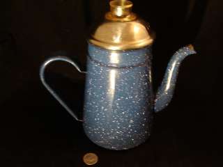 Vintage Enamel Ware Blue Granite Ware Coffee Tea Percolator Pot 8 Cup 