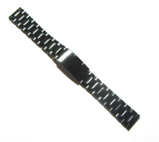 20mm Quality Stainless Steel Black Watch Band   Solid Links  