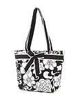   Black & White Quilted Floral Pattern Purse/Tote with Ribbon Detail NWT