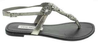 Steve Madden Glaare Rhinestone Sandal Womens Thong Sandals Flat Heel 