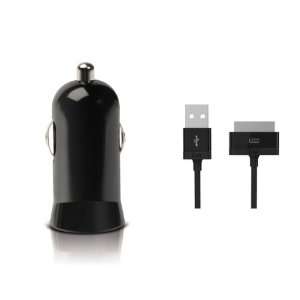  Micro USB Car Charger with iPodiPhone Charging Cable Black 