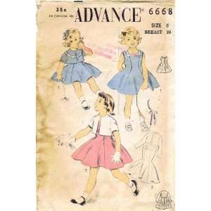  Advance 6668 Vintage Sewing Pattern Girls Dress Jumper 