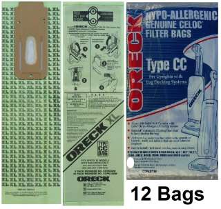 12 Genuine Oreck XL CC Hypo Allergenic Upright Vacuum Cleaner Bags 