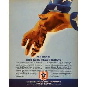  1941 Ad Allegheny Lundlum Steel WWII Uncle Sam Roll Up 