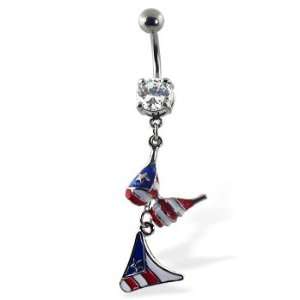  Belly button ring with dangling flag bikini: Jewelry