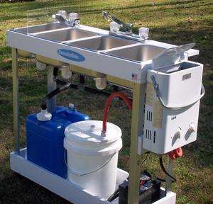 Portable Sink Mobile Concession 3 Compartment Hot Water Large Basin 