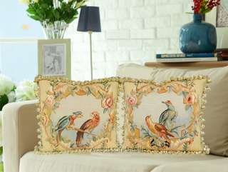 aubusson pillow cushion 18x18 parrots birds