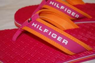   HILFIGER SURFRIDER Pink/Orange Flip Flops Sandals SHOES Girls 2 M FUN