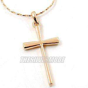 18K Rose Gold Plated Plain Cross Necklace 10893  