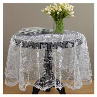 Handmade Tuscany Lace Tablecloth 36 Round White, Beige  