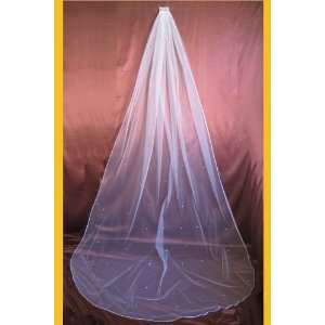    1T Ivory Cathedral Rhinestone Satin Rattail Bridal Veil Beauty