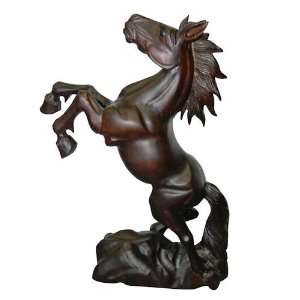  Solid Wood Standing Horse Statue