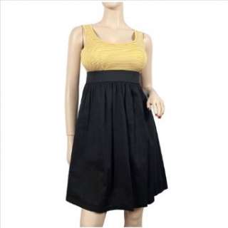  Black Yellow Stripe Print Plus Size Mini Dress: Clothing
