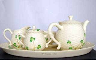 Miniature Tea Set 10 Piece Porcelain Shamrock Pattern MIB  