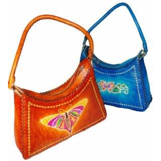 Special Craft, Designer Leather Handbag, Butterfly Embossed. Unique 
