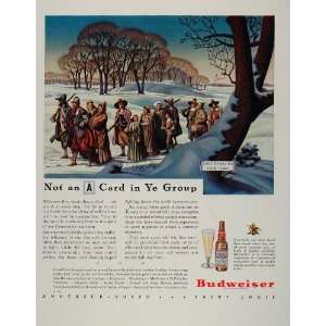 1944 Ad Budweiser Beer Pilgrims Ration Card A WWII   Original Print 