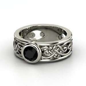    Alhambra Ring, Round Black Onyx 14K White Gold Ring: Jewelry