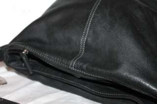 TIGNANELLO Black Pebbled Soft Leather Shoulder Bag Purse Medium 