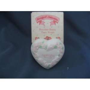  HEARTSHAPED PORCELAIN BISQUE PAPER WEIGHT