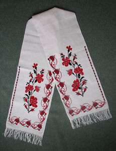 Ukrainian Hand Embroidered Towel, Floral Rushnyk New  