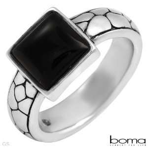 Genuine Onyx Detail, set in 925 Sterling Silver Size 6 