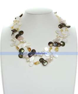 40 Fancy Freshwater Pearl & MOP & Crystal Necklace  