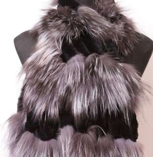 Super sell well silver fox fur+beaver fur scarfs shawls  