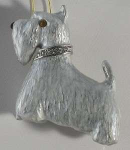   Enamel Clear Crystal West Highland Terrier Dog Pin Brooch Necklace
